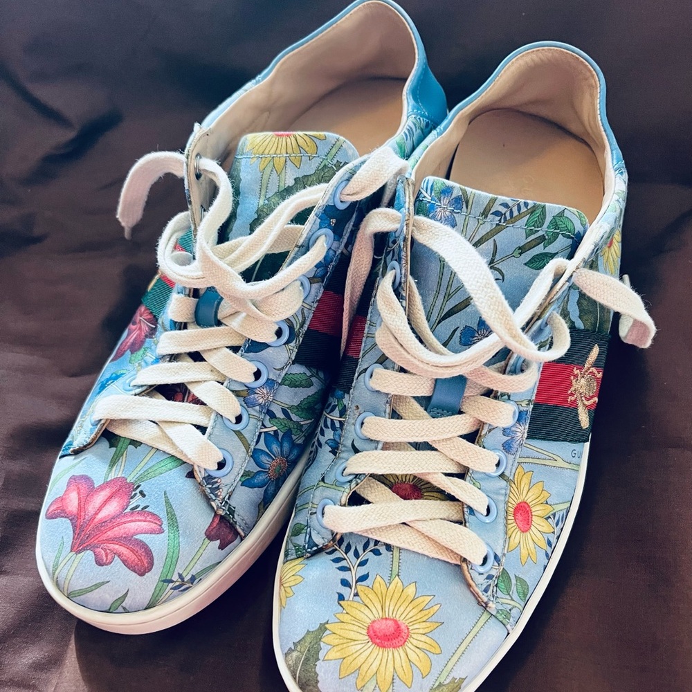 Gucci Floral Canvas Bee Sneakers